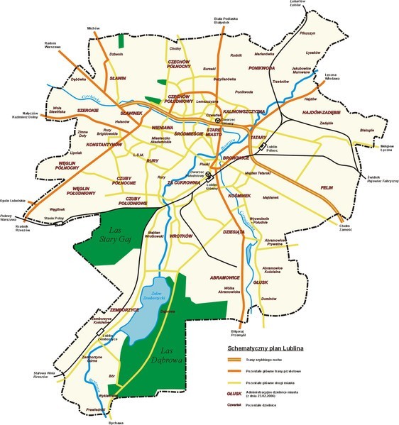 Schematyczna mapa Lublina