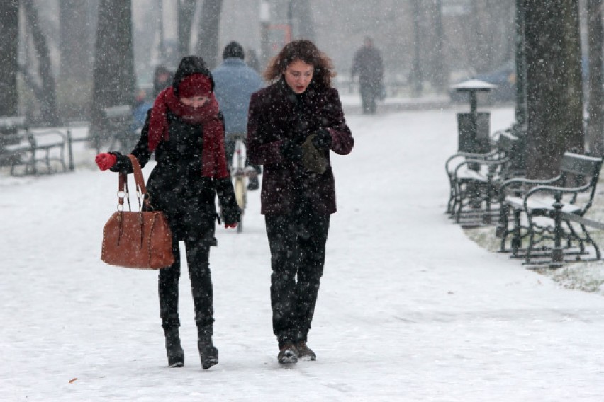 Kraków doczekał się pierwszych opadów śniegu. Miasto do...