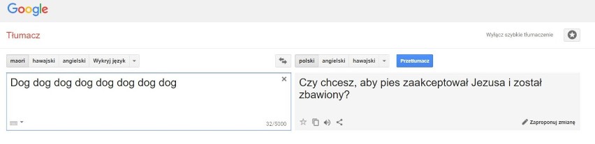 Ale nawet jeśli Tłumacz Google nawiązuje do Biblii, to...