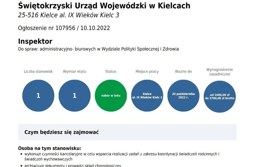 Jest praca w Kielcach! Nowe oferty w urzędach. Na jakie stanowiska trwa rekrutacja? 