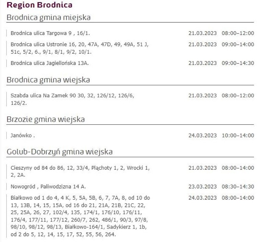 Planowane wyłączenie prądu w Kujawsko-Pomorskiem