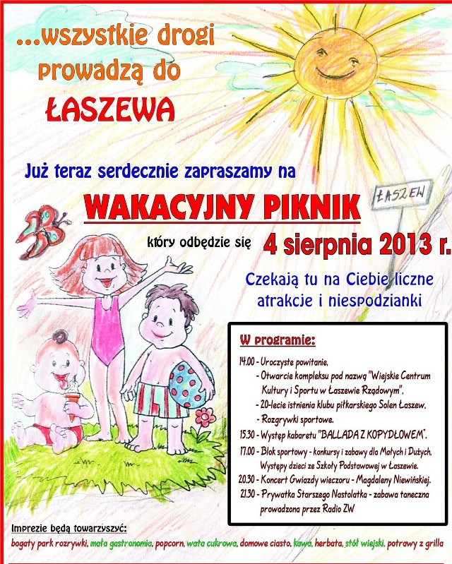 Piknik w Łaszewie rozpocznie się w niedzielę o godz. 14
