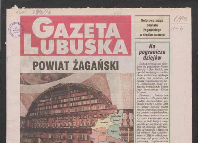 Powiat żagański powstał 26 lat temu. Kliknijcie obrazek i zobaczcie zdjęcia pierwszej wkładki, przygotowanej przez Gazetę Lubuską. Przesuwajcie zdjęcia strzałkami