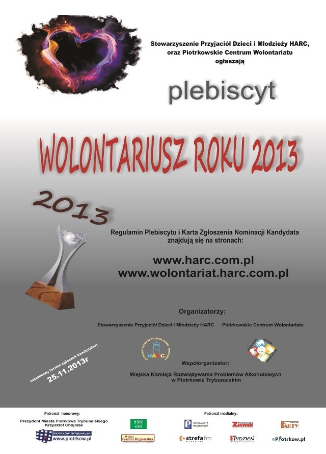 Trwa plebiscyt na Wolontariusza Roku w Piotrkowie