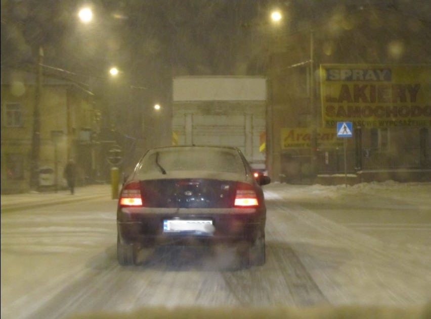 Atak zimy w Lublinie z okna samochodu