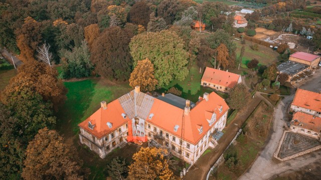 Pałac w Dalkowie na częściowo naprawiony dach