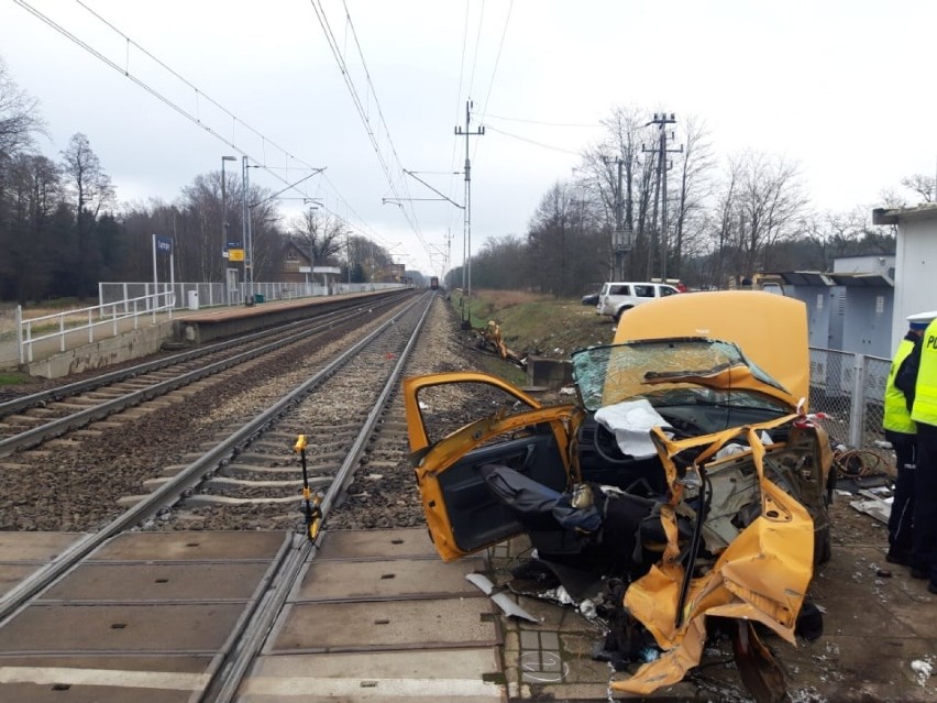 Wypadek na przejeździe kolejowym!