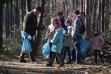 W Bełchatowie uczniowie i nauczyciele Szkoły Podstawowej nr 1 sprzątali las z leśnikami