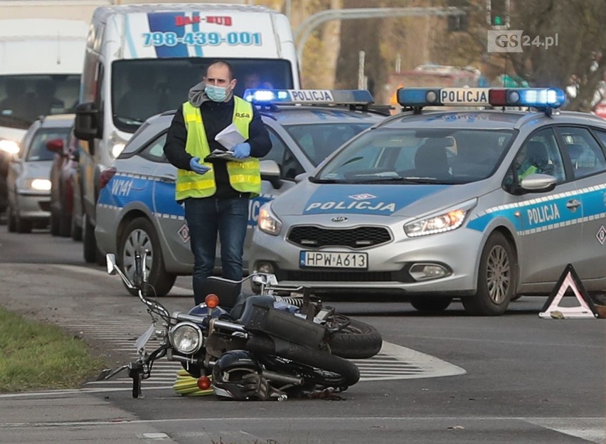 Wypadek motocyklisty w Warzymicach - 23.11.2020
