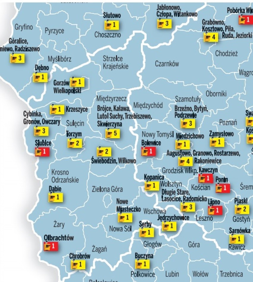 1. Chrobrów, nr posesji 28 
2. Jędrzychowice 
3. Brójce 
4....