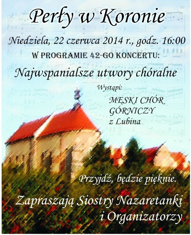 Plakat ilustrujący zaproszenie na koncert „Perły w koronie”