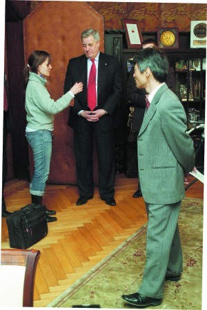 Dziennikarze  japońskiej telewizji NHK rozmawiali o tarczy z prezydentem Słupska Maciejem Kobylińskim