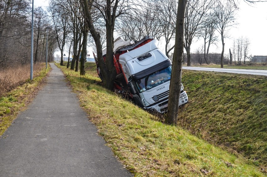 Kolizja w Kąsinowie. Tir wjechał do rowu! [ZDJĘCIA]