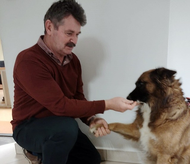 Goja to pies, który podbił serca pracowników PWiK, w tym Marka Stachurskiego, dyspozytora w Ujęciu wody PWiK w Serbach