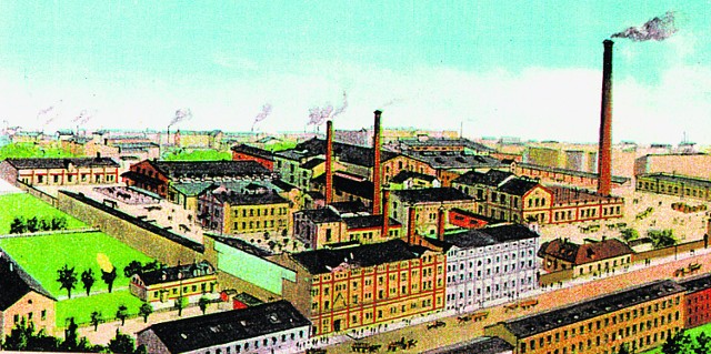 Zjednoczone Browary Warszawskie Haberbusch i Schiele przy ul. Krochmalnej 59 - widok z reklamy prasowej ok. 1920 roku