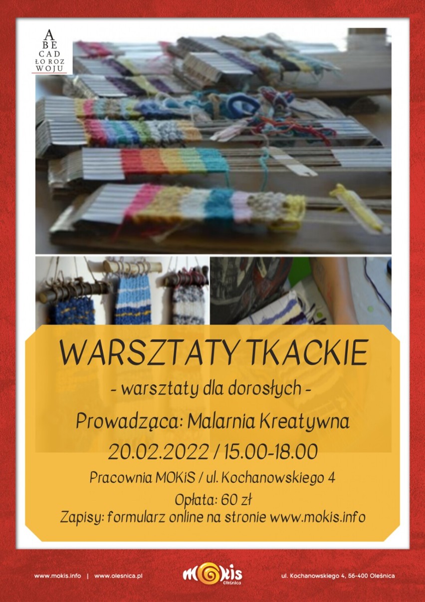 Miejski Ośrodek Kultury i Sztuki w Oleśnicy zaprasza na warsztaty tkackie dla dorosłych 