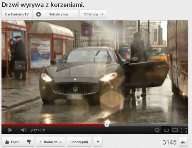 Uszkodzone Maserati w programie TVN
