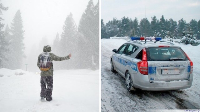 Policja pomogła zziębniętemu wędrowcowi