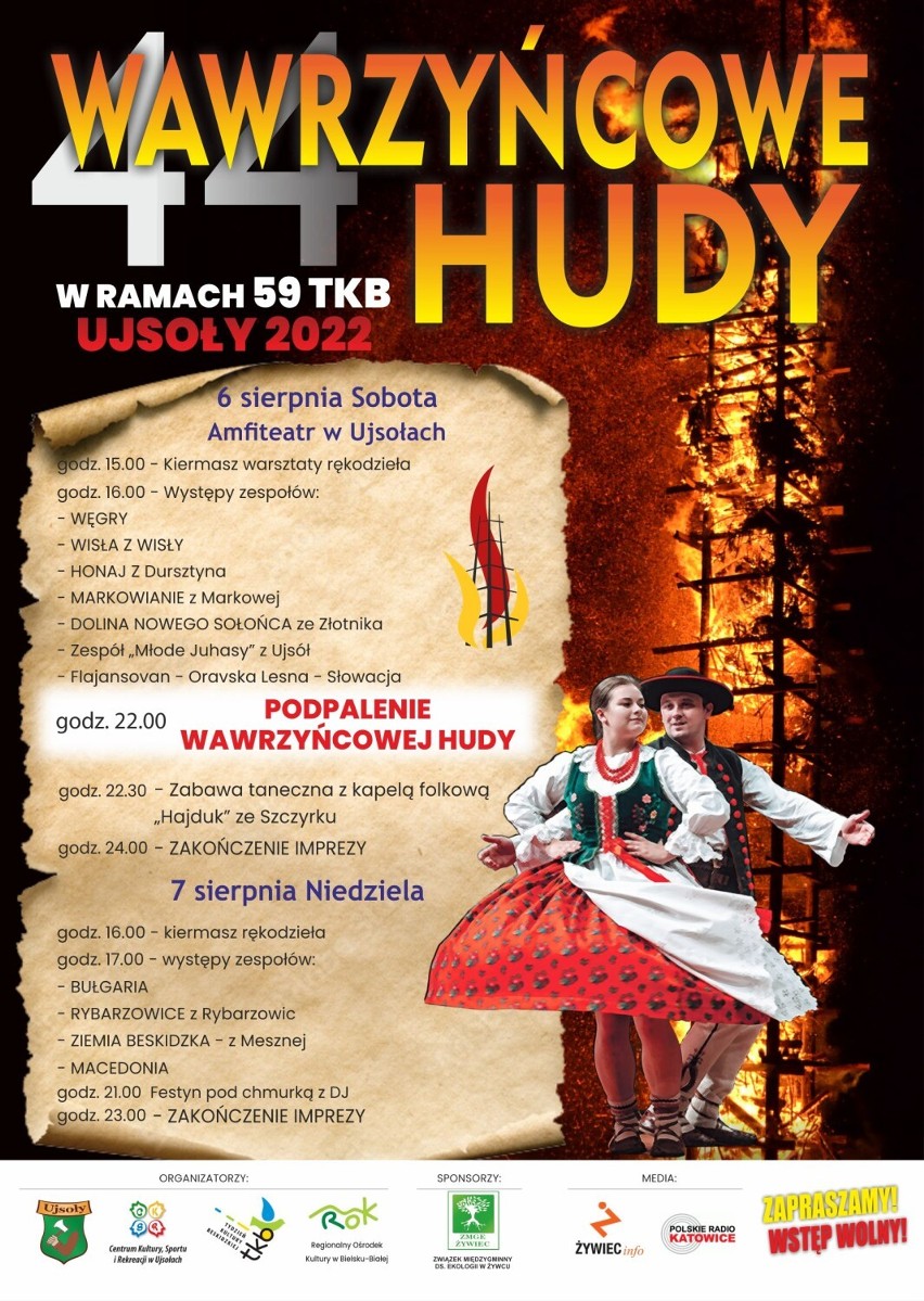 Wawrzyńcowe Hudy 2022 w Ujsołach - PROGRAM. W trakcie imprezy wystąpią między innymi zespoły z Macedonii i Bułgarii! 