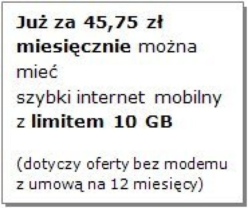 Już za 45,75 zł miesięcznie można mieć szybki internet...