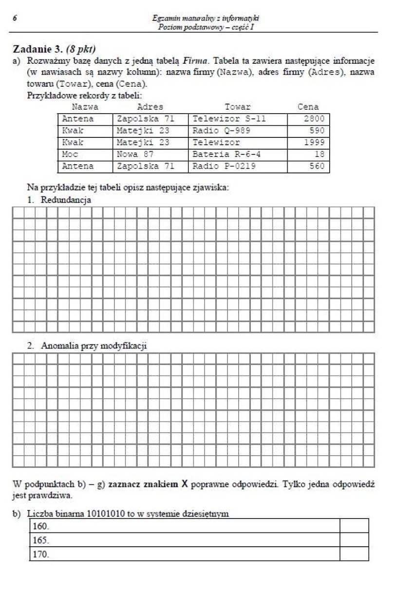 Matura 2014: Informatyka [ODPOWIEDZI, ARKUSZ] - podstawa