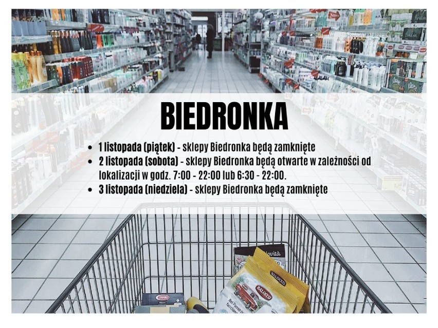 Godziny otwarcia sklepów 1-3 listopada 2019. Jak będą pracować Biedronka, Lidl, Auchan, Kaufland, Żabka, Tesco