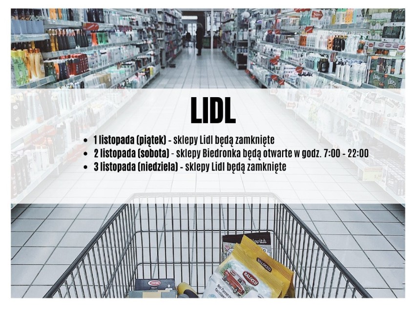 Godziny otwarcia sklepów 1-3 listopada 2019. Jak będą pracować Biedronka, Lidl, Auchan, Kaufland, Żabka, Tesco