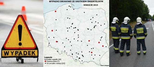 Śmiertelne wypadki w wakacje 2019 na Pomorzu. Interaktywna mapa wypadków. Policja codziennie publikuje mapę czarnych punktów