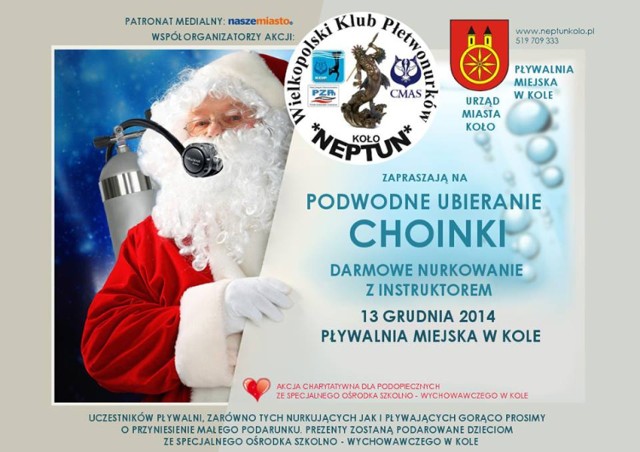 Wielkopolski Klub Płetwonurków "Neptun" zaprasza na  podwodne ubieranie choinki