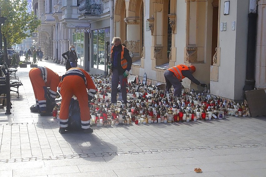 Piotrkowska Wyrzucili znicze zapalone przez protestujących przed łódzką siedzibą PiS ZDJĘCIA