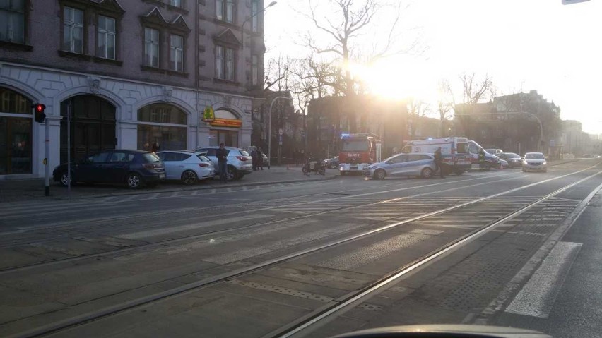 Wypadek motocyklistki w Katowicach