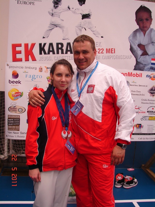 Srebrna medalistka ME wraz z Trenerem Mariuszem Nowakiem