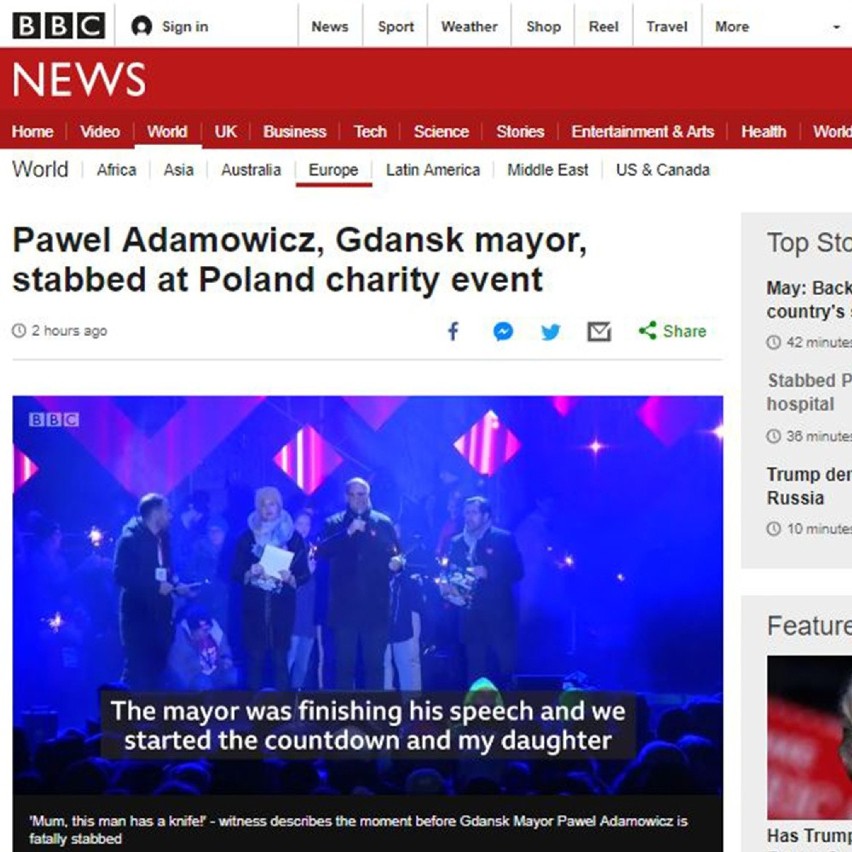 Serwis BBC podkreśla, że tuż po ataku mieszkańcy Gdańska...