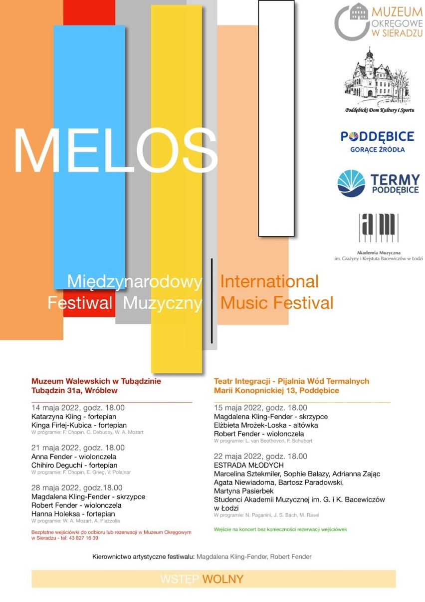 Dwa koncerty w ramach Międzynarodowego Festiwalu Muzycznego MELOS odbędą się w Poddębicach. Melomani zapraszani są w niedzielę 15 i 22 maja