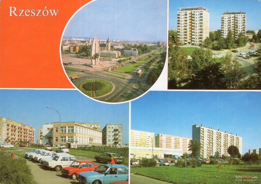 Lata 1978-1989 , Widokówka z Rzeszowa. Pomnik i bloki.