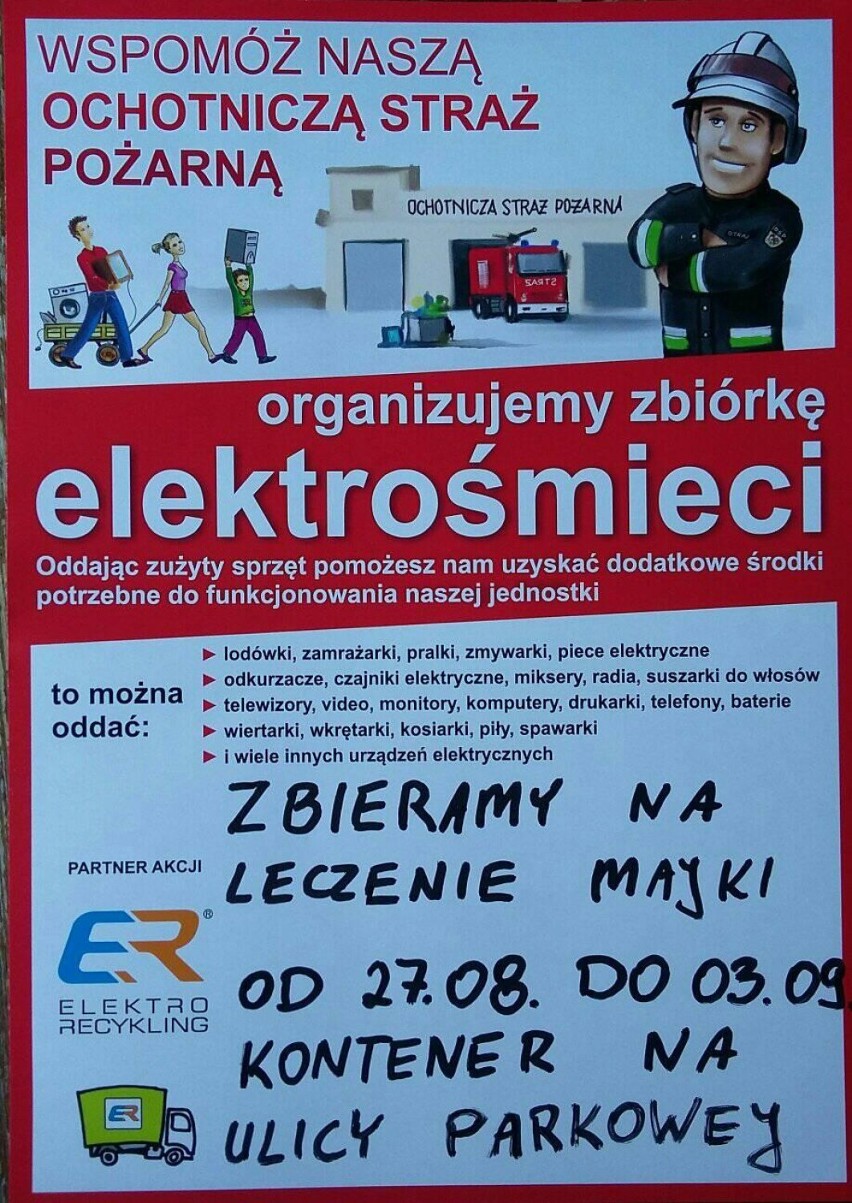 Strażacy z powiatu nowotomyskiego, włączyli się w pomoc dla Mai. Złom, elektrośmieci, nakrętki