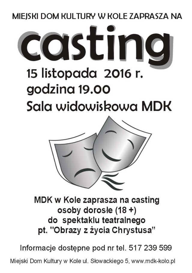 Casting do spektaklu "Obrazy z życia Chrystusa"