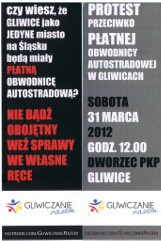 Protest przeciwko płatnej A1 i A4 w Gliwicach w sobotę pod dworcem PKP