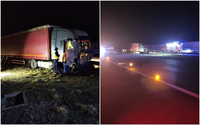 Zderzenie ciężarówek na autostradzie A1 między Włocławkiem, a Ciechocinkiem