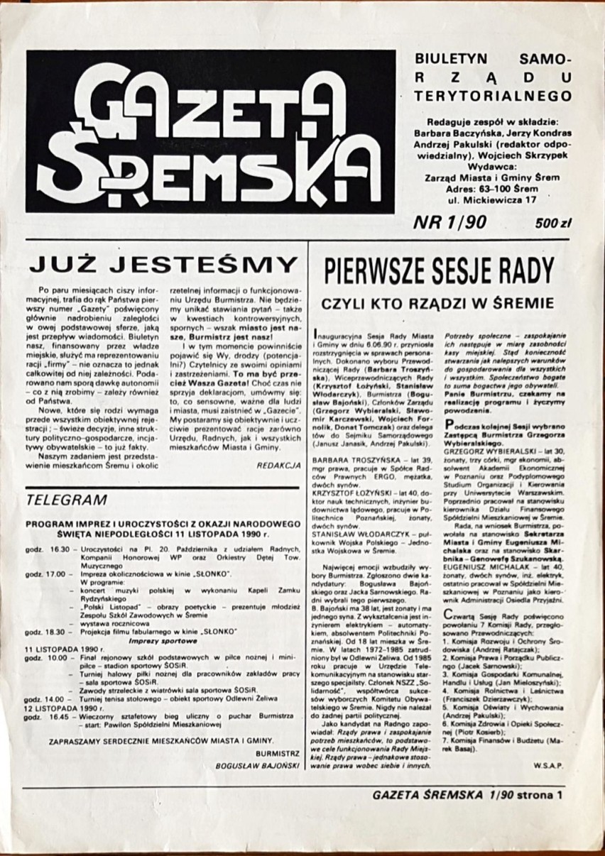 Gazeta Śremska skończyła w tym roku trzydzieści lat