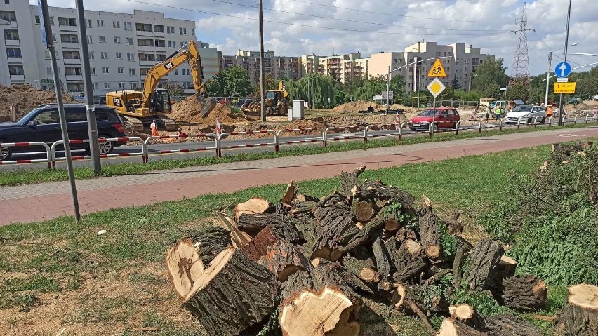 Kalisz: Drogowcy wycinają drzewa przy ulicy Podmiejskiej....