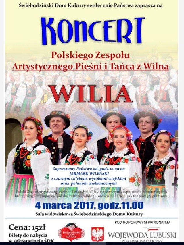 Koncert zespołu "Wilia" odbędzie się w sobotę w Świebodzińskim Domu Kultury