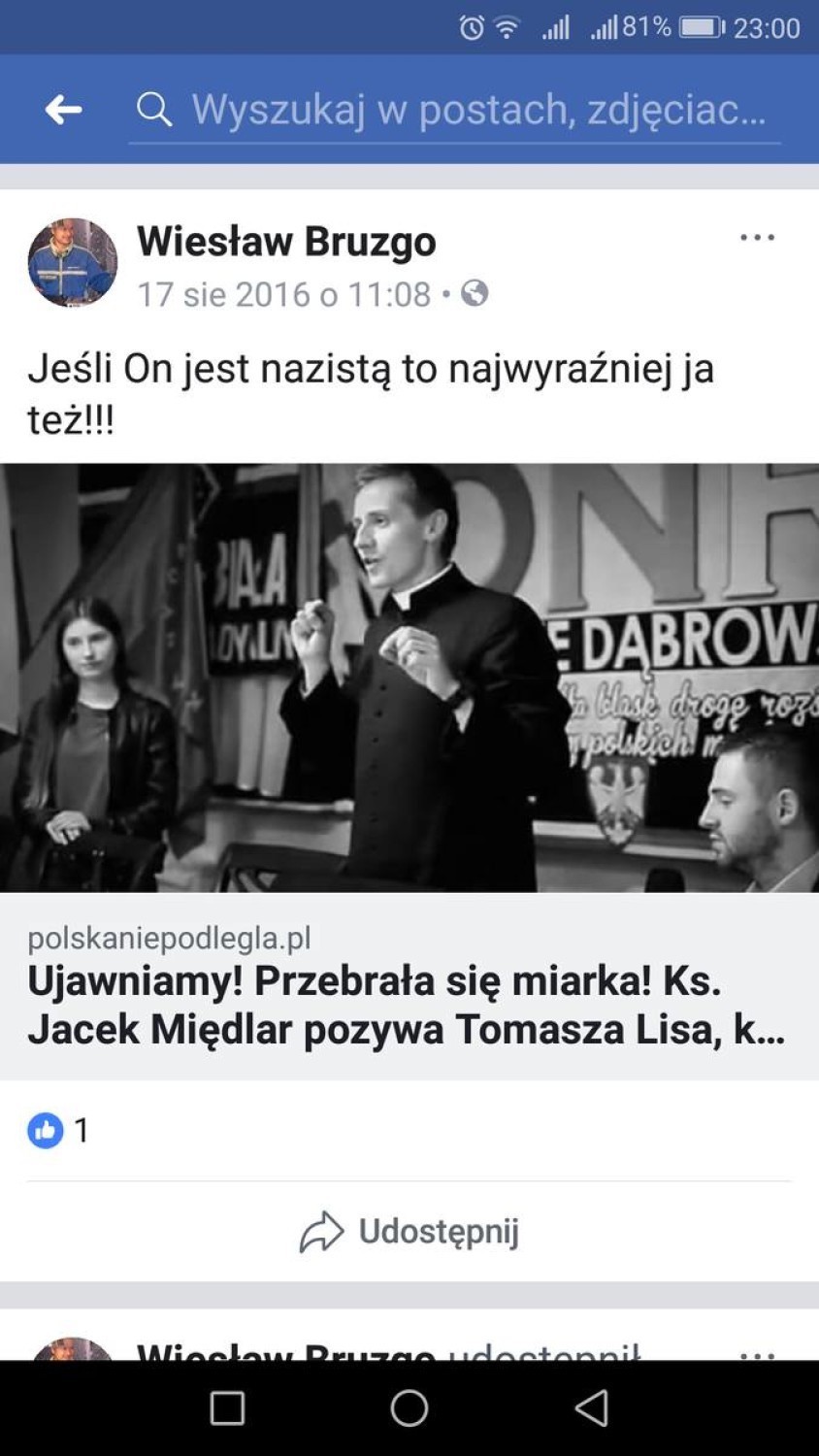 Wiesław Bruzgo sieje nienawiść w internecie