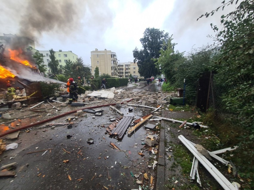 Wybuch w domu przy ul. Wybickiego w Toruniu.