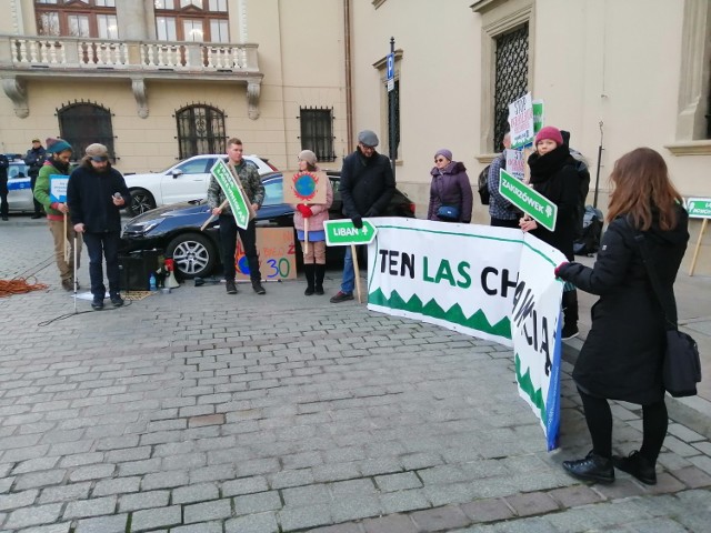 Protest przeciw "betonizacji Krakowa" pod urzędem miasta