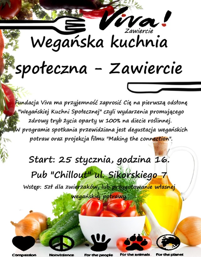 Wegańska Kuchnia Społeczna w Pub Chillout w Zawierciu.