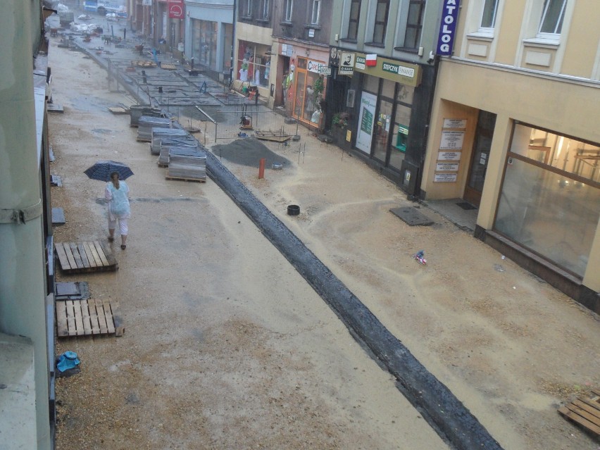 Ulewa w Rybniku: obfity deszcz zalewa miasto.