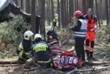 Ćwiczenia służb ratunkowych "Biały Szkwał": przewrócone kajaki, drzewa przewrócone na obóz harcerski i samochód w lesie