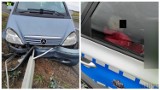 Kierowca mercedesa był tak pijany, że po rozbiciu auta na DW 458 i zatrzymaniu przez policję zasnął w radiowozie!