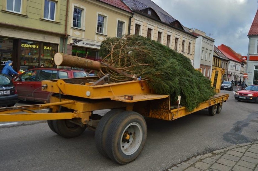 Choinka już stoi na kościańskim Rynku. Drzewko przyjechało...